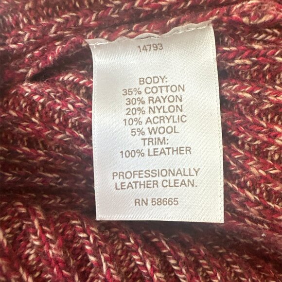 Halogen Large Brown & Red Leather Trimmed Zip Long Sleeve Cardigan - Picture 4 of 9